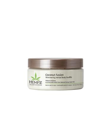 Hempz Coconut Fusion Herbal Shimmering Body Souffle, 8 oz. - Moisturizing Shea Butter Lotion for Instant Hydration, Skin Care, Scented Beauty Products for Women and Men - Whipped Hemp Body Cream
