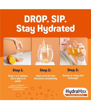 Upsa Hydramax Boost Electrolyte Supplements 16 Count - Natural Orange Flavor 4 Electrolytes Plus Vitamin C & B3 - Buy Online on GoSupps.com