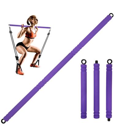Popders resistance straps rod portable pilates bar training pole resistance bands bar for fitness straps strength training yoga fitness equipment for at home violet