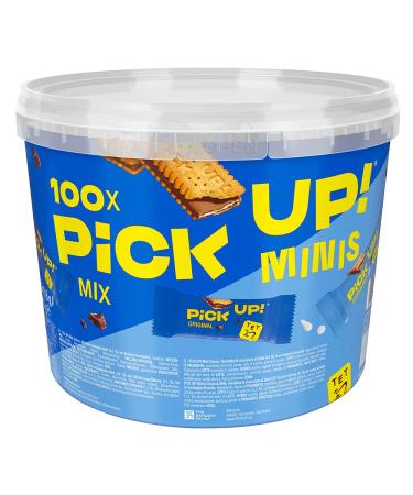 Pick up!Minis Original + Choco & Milk (1 x 1.06 kg) mini bar as a snack with crunchy milk chocolate panel between two cookies 100 portion packs - Buy Online on GoSupps.com