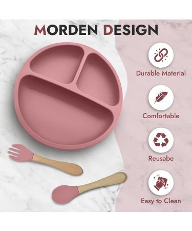 13-Piece EZIO'S Baby Weaning Set - Silicone Feeding Set for Suction Baby Plate, Fruit Feeder, Baby Bowls, Food Plate Kit with Lid, Cup, Bib, Fork, Spoon - Dark Pink - Buy Online on GoSupps.com
