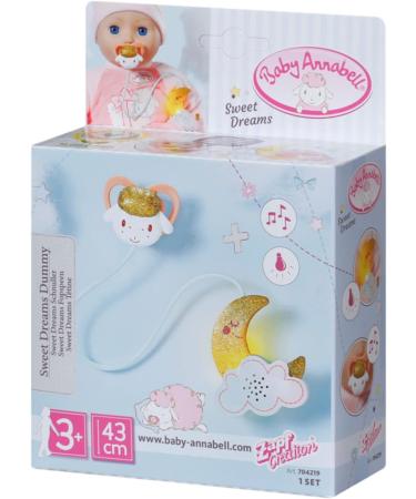 Baby Annabell Sweet Dreams Pacifier - Light & Sound Function | White & Gold - 704219 Zapf Creation - International Shipping Available - Buy Online on GoSupps.com