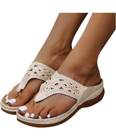 Willisos Women's Arch Support Orthopedic Sandals - Beige, Size 8, Clip Toe Flip Flops - Buy Online on GoSupps.com