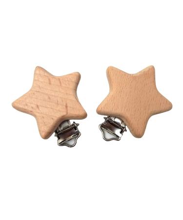 Wooden Beech Star Pacifier Clips - Natural Wood Animal Charm for DIY Beading Chains - Buy Online on GoSupps.com