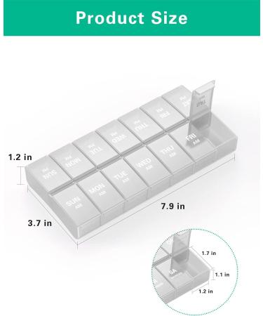 Large 7 Day Pill Organizer - AM PM Vitamin & Fish Oil Supplement Holder | Daily Medicine Box for Easy Management - Buy Online on GoSupps.com