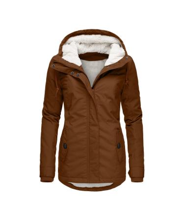 Haiorziyou Winter Jacket Women Elegant Warm Winter Parka Large Size Lumpy Fell Jacket Transition Jacket Stepp Jacket Functional Jacket Steppmantel Windproof Wind Jacket Cold Protection Cotton Jacket 4xl Brown