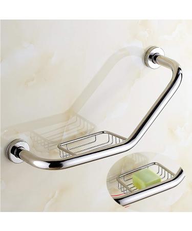 Bathroom Grab Bar Safety Support Rail Handrails for Bathrooms Stainless Steel Silver Curved Shower Grab Bar Soap Dish Safety Non-slip Grab