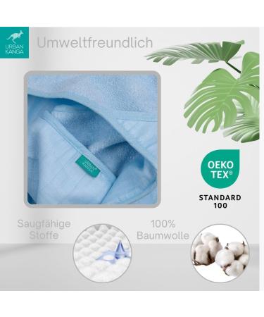 Urban Kanga Hooded Towel for Babies - Double-Sided Oeko-Tex Cotton Muslin Bath Towel (Crystal Blue) - Ship Internationally - Buy Online on GoSupps.com