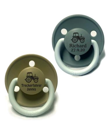 Pacifier double pack 2 pieces with engraving personalized your text Bibs de Lux made of silicone personalize