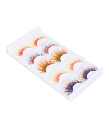 5 Pairs Colorful Eyelashes 6D Gradient Long Curled Soft Colored False Eye Lashes for Halloween Christmas Stage Show