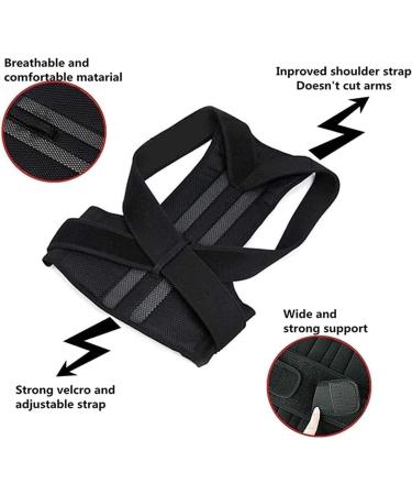 XS-5XL Plus Size Posture Corrector Back Brace | Upper & Lower Back Support for Women Men & Teens | Scoliosis & Hunchback Correction | Adjustable Shoulder Straightener in Black - Buy Online on GoSupps.com