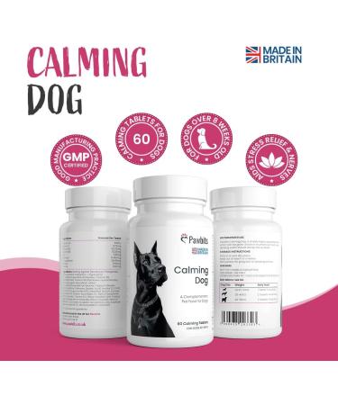 Pawbits 60 Calming Tablets for Anxious Dogs - Natural Calm Aid for Fireworks, Travel & Vet Visits - Buy Online on GoSupps.com