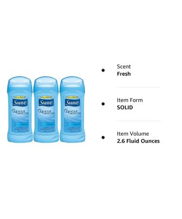 Suave Fresh Invisible Solid Deodorant 2.6oz (Pack of 3) - Long Lasting Protection - Buy Online on GoSupps.com