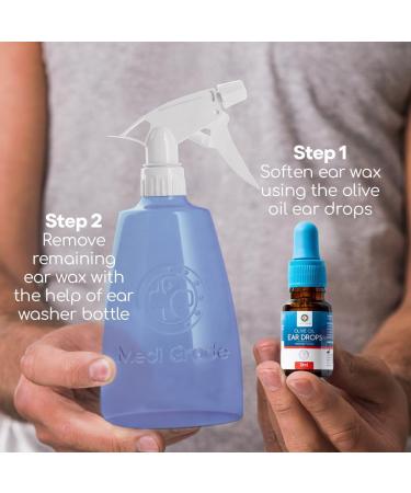 Medi Grade All-in-One Ear Wax Removal Kit - 300ml Bottle & 10ml Olive Oil Drops for Easy Ear Cleaning & Wax Removal - Buy Online on GoSupps.com
