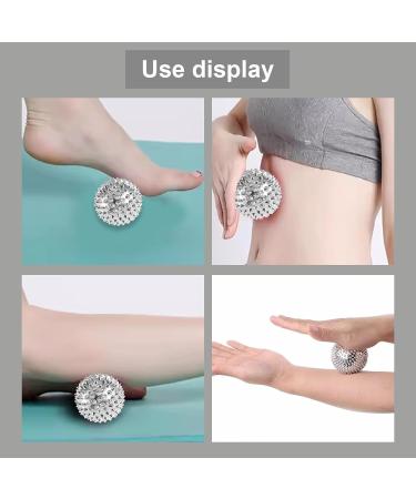 2 Pcs Silver Hedgehog Massage Balls - Magnetic Acupressure Stress Relief | ABS Material for Foot & Hand Relaxation - Buy Online on GoSupps.com
