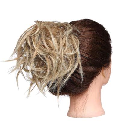 Synthetic Messy Hair Bun Chignons - Sandy Blonde to Bleach Blonde Curly Hair Extensions - Buy Online on GoSupps.com