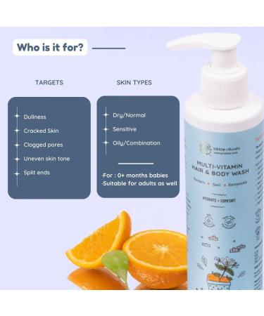Little Rituals Baby Multi-Vitamin Body & Hair Wash - Tear-Free pH 5.5 Organic & Natural Ingredients with Honeysuckle Basil Mandarin - 200ml - Buy Online on GoSupps.com