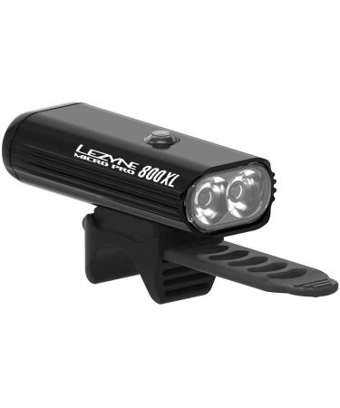 LEZYNE Micro Drive Pro 800XL LED Bicycle Headlight, 800 Lumens, 87 Hour Runtime, USB Rechargeable, CNC Aluminum, Front Bike Light Black/Hi Gloss