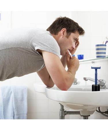 Heallily Men's Aluminum Alloy Safety Razor Stand - Double Cut Razor & Accessories for Bathroom - Black - Buy Online on GoSupps.com