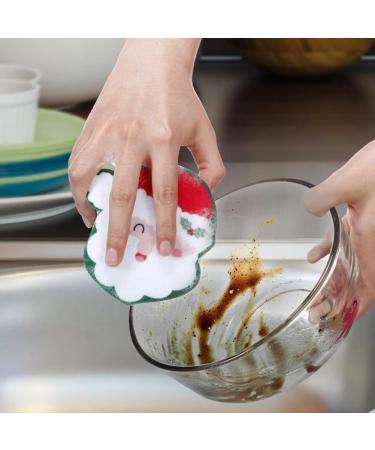 5pcs/Set Santa Claus Christmas Tree Christmas Stockings Shape Cleaning Sponge Rubs Reusable Sponge Cleaning Supplies White 4.33*4.13inch - Buy Online on GoSupps.com
