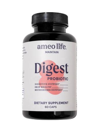 Ameo Life Probiotic for Digestive & Gut Health Bacillus Subtilis & Bacillus Coagulans with Aloe Vera, Turmeric, Psyllium, Slippery Elm & Inulin Prebiotic 60 Capsules