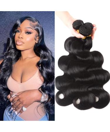 Aomllute 12A Body Wave Bundles Human Hair 18 20 22 Inch 3 Bundles Human Hair Bundles Deals Brazilian Body Wave 100% Unprocessed Virgin Weave Bundles Human Hair Natural Black Color