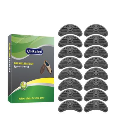 UNIKSTEP 8 Pairs (16 Pieces) Shoe Heel Plate Taps Shoe Heel Side Worn Repair Rubber Patches Shoe Heel Replacement Kit