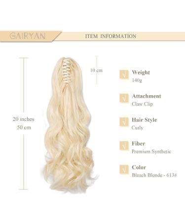 Shop Gairyan 50cm Bleached Blonde Ponytail Hair Extensions | Long Curly Claw Clip Synthetic Extensions for Women - Buy Online on GoSupps.com