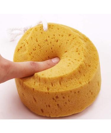Bath Sponge Set - 4 Exfoliating Shower Sponges with 2 Adhesive Hooks for Adults and Kids - Buy Online on GoSupps.com