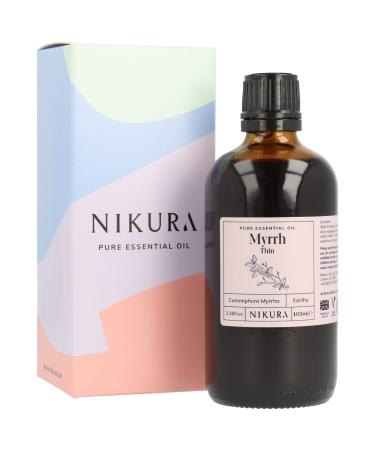 Nikura Myrrh Essential Oil - 100ml | 100% Pure Natural Oils | Perfect for Aromatherapy Diffusers Soap Making Candle Making | Great for Skin Headache Relief | Vegan & UK Made 100 ml (Pack of 1)