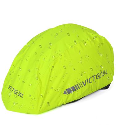 Victgoal Bicycle helmet Rain protection waterproof helmet cover with decorative reflectors and elastic unisex rain cap for bicycle helmets neon yellow - Buy Online on GoSupps.com