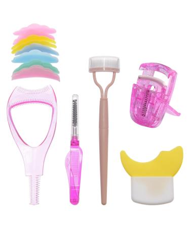 6in1 Folding Eyelash Curler Eyebrow Brush Mascara Shield Guard Lash Mini Brow Comb Separator Silicone Eyeliner Aid Lash Lift Pads Eyes Makeup Supplies Grooming Application Tools