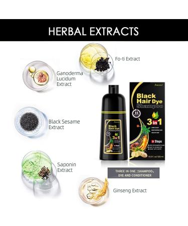  AMZSEA Instant shampoo for gray hair natural black color 3 in 1 for men and women long-lasting black color in 10-15 minutes natural black - Buy Online on GoSupps.com