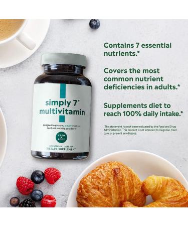 Stem & Root Simply 7 Multivitamin for Adults | Top 7 Deficiencies Addressed | 7 Essential Vitamins & Minerals | Vitamin C, D, Magnesium | 60 Capsules - Buy Online on GoSupps.com