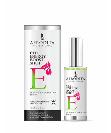 Afrodita Professional Cell Energy Boost Shot Facial Serum 30 ml skin microcirculation booster with 5 niacinamide algae and aloe revitalizes tired skin and refines the skin
