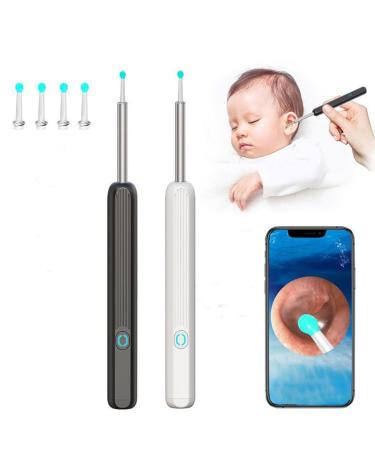 Mokylor Ear Wax Removal Tool  Wi-Fi Visible Wax Elimination Spoon  Ear Wax Removal Kit with Light Ear Camera with 4 Ear Spoon  Ear Cleaner Compatible iOS & Android Black