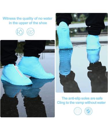 Waterproof Silicone Shoe Covers with Zipper - Blue XL for Women 11.5-14, Men 11-14 | Reusable, Non-Slip, Washable Travel Rain Gear for Footwear Protection - Buy Online on GoSupps.com