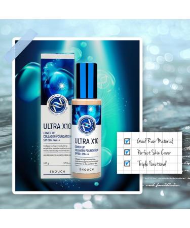 Enough Ultra X10 Cover Up Collagen Foundation Hydrating Foundation for Dry Skin Korean Skin Care Tinted Moisturizer Sunscreen - #23 Natural beige - 3.53 Oz - Buy Online on GoSupps.com