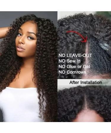 UNICE V Part Curly Human Hair Wig - 180% Density, 18 inch, Natural Black - Beginner Friendly, No Lace, No Glue - Clips for Easy Application - Buy Online on GoSupps.com
