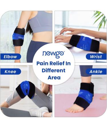 Newgo Fleece Cooling Pads for Ankle Pain Relief | Ice Cold Cooling Belt & Socks for Foot Injuries | Ankle Swelling & Sprains - Dark Blue & Black - Buy Online on GoSupps.com