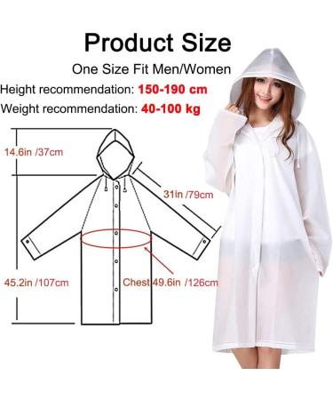 Cosowe Reusable Rain Ponchos for Adults - 2 Pack Emergency Raincoats with Hood and Drawstring - White - Buy Online on GoSupps.com