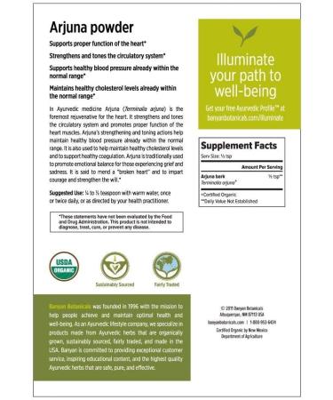 Banyan Botanicals Arjuna Powder - USDA Certified Organic - Terminalia arjuna - Ayurvedic Bark Powder for Healthy Heart - 8 oz - Buy Online on GoSupps.com