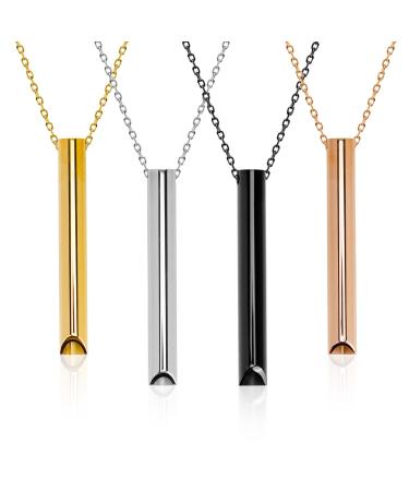 Anxiety Necklace 4pcs Breathing Necklace For Men Women Breathlace Quit Smoking Necklace Meditation Mindful Stainless Steel Necklaces For Stress Relief 4pcs different color