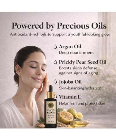 Oasis Elixir Face Oil Serum Deep Hydration and Radiant Glow Fast Absorbing Non Greasy Helps Reduce the Look of Fine Lines Argan and Prickly Pear Jojoba Vitamin E 1 fl oz (30 mL) - Buy Online on GoSupps.com