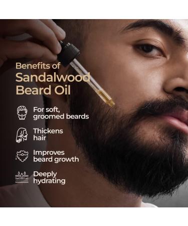 Gya Labs Sandalwood Beard Oil for Men Growth - 30ml Natural Beard Growth Oil with Organic Argan & Jojoba - Moisturizes, Softens & Strengthens Beards - Buy Online on GoSupps.com