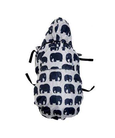 Babywearing All-Weather Waterproof Sling and Baby Carrier Cover Rain cover with Fleece lining. Universal fitting protection from rain and wind in all seasons easy to fit. Fits front & back carriers (Grey Elephant)