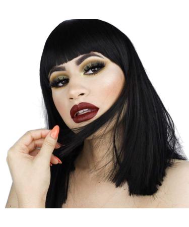 Morvally 14 Short Straight Black Wig with Bangs - Heat Resistant Cosplay Costume Hair - Buy Online on GoSupps.com