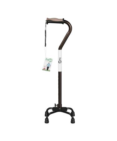 Hugo Mobility 731-852 Adjustable Quad Walking Cane with Small Base, Cocoa
