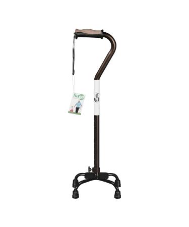 Hugo Mobility 731-852 Adjustable Quad Walking Cane with Small Base, Cocoa