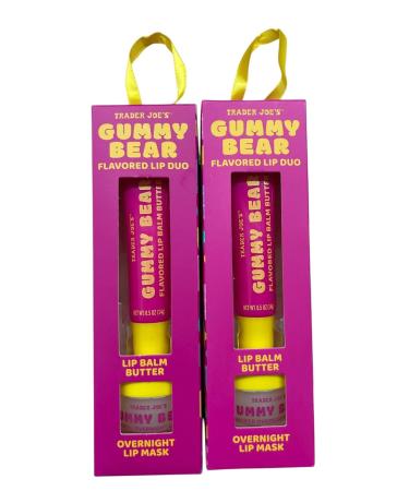 2-Pack Trader Joe's Gummy Bear Flavored Lip Duo Set : Lip Balm Butter & Overnight Lip Mask